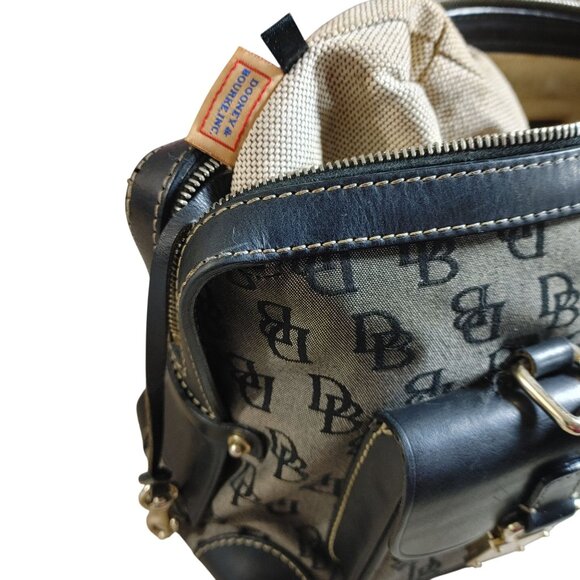 Dooney Bourke Dual Pockets Satchel Handbag Vintage Monogram Canvas Leather Trim - Picture 9 of 14